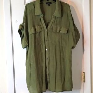 1X, green Olive, shorts sleeve, Cocomo woman brand size 1X